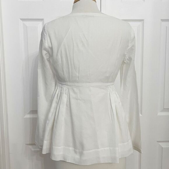 Rebecca Taylor Womens White Voile Pleated Tie Front Long Sleeves Blouse Size XS - Picture 3 of 6